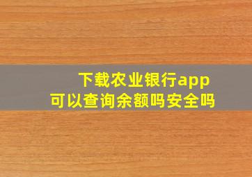 下载农业银行app可以查询余额吗安全吗