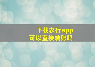 下载农行app可以直接转账吗