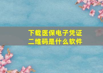 下载医保电子凭证二维码是什么软件