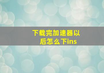 下载完加速器以后怎么下ins