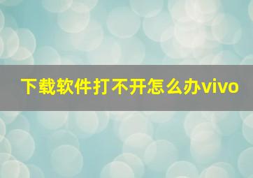 下载软件打不开怎么办vivo