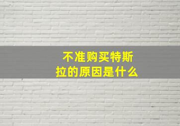 不准购买特斯拉的原因是什么