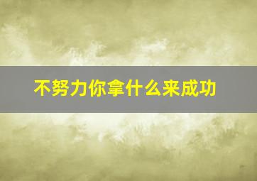 不努力你拿什么来成功