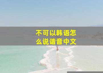 不可以韩语怎么说谐音中文