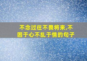 不念过往不畏将来,不困于心不乱于情的句子