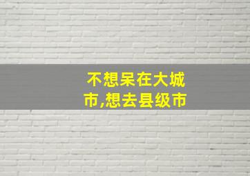 不想呆在大城市,想去县级市