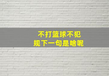 不打篮球不犯规下一句是啥呢