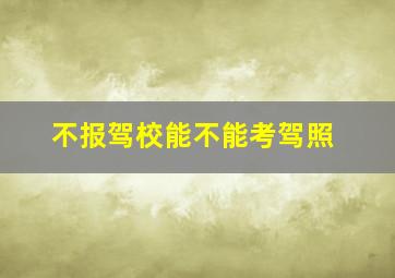 不报驾校能不能考驾照