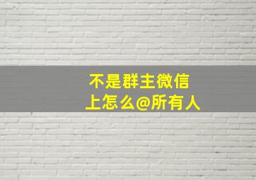 不是群主微信上怎么@所有人