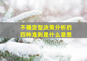 不确定型决策分析的四种准则是什么意思