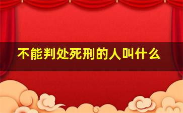 不能判处死刑的人叫什么