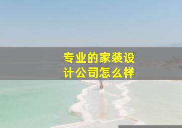 专业的家装设计公司怎么样