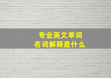 专业英文单词名词解释是什么