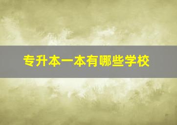 专升本一本有哪些学校