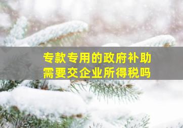 专款专用的政府补助需要交企业所得税吗