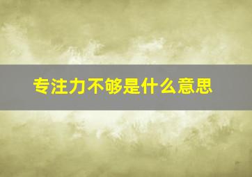 专注力不够是什么意思