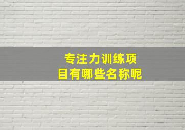 专注力训练项目有哪些名称呢