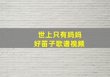 世上只有妈妈好笛子歌谱视频