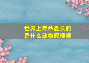 世界上寿命最长的是什么动物呢视频