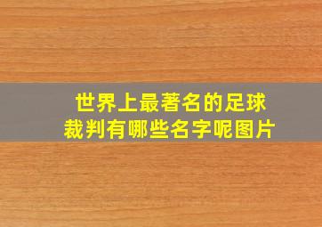 世界上最著名的足球裁判有哪些名字呢图片