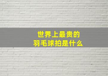 世界上最贵的羽毛球拍是什么