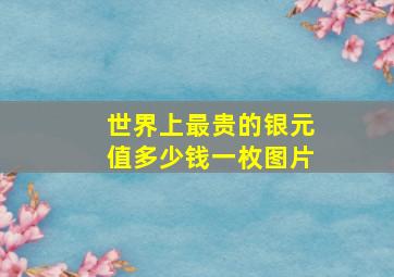 世界上最贵的银元值多少钱一枚图片