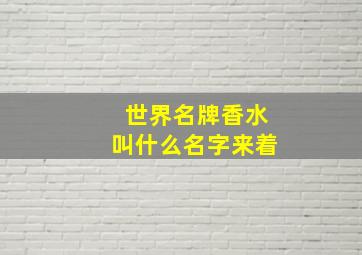 世界名牌香水叫什么名字来着