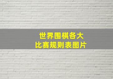 世界围棋各大比赛规则表图片