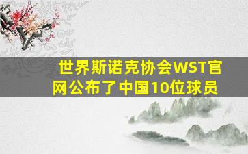 世界斯诺克协会WST官网公布了中国10位球员