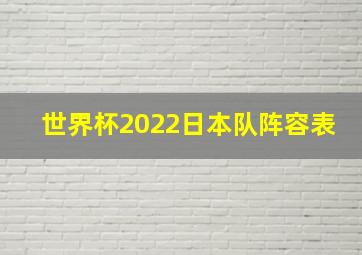 世界杯2022日本队阵容表