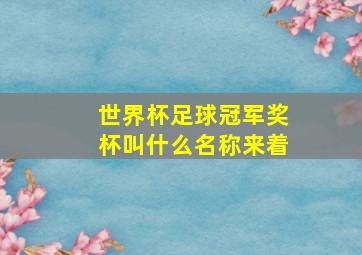 世界杯足球冠军奖杯叫什么名称来着