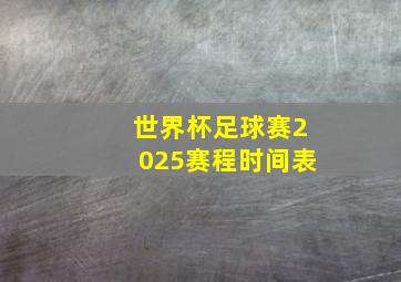 世界杯足球赛2025赛程时间表