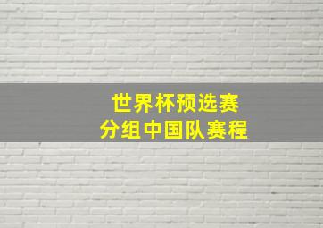 世界杯预选赛分组中国队赛程