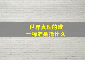 世界真理的唯一标准是指什么