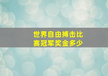 世界自由搏击比赛冠军奖金多少