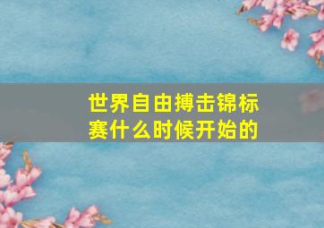 世界自由搏击锦标赛什么时候开始的