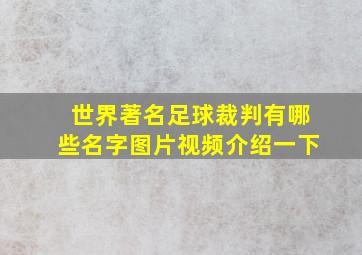 世界著名足球裁判有哪些名字图片视频介绍一下