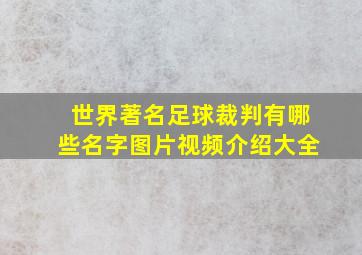 世界著名足球裁判有哪些名字图片视频介绍大全