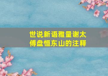 世说新语雅量谢太傅盘恒东山的注释