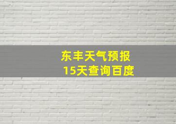 东丰天气预报15天查询百度