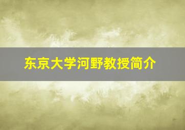 东京大学河野教授简介