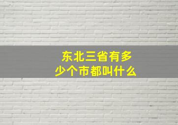 东北三省有多少个市都叫什么