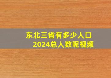 东北三省有多少人口2024总人数呢视频