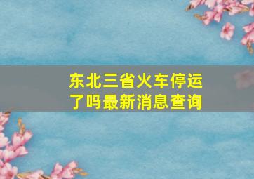 东北三省火车停运了吗最新消息查询