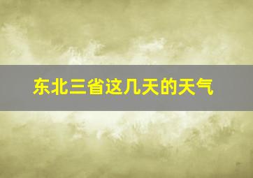 东北三省这几天的天气