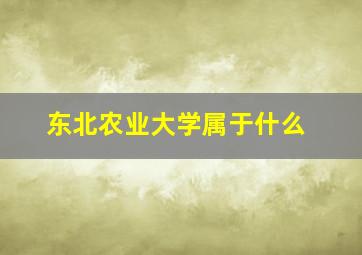 东北农业大学属于什么