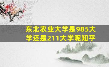 东北农业大学是985大学还是211大学呢知乎