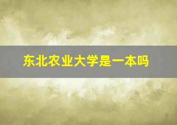 东北农业大学是一本吗