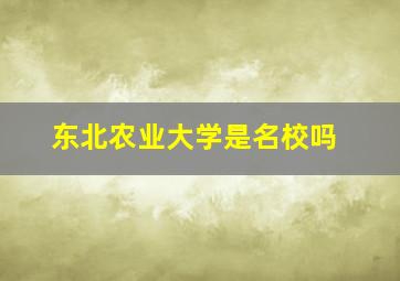 东北农业大学是名校吗