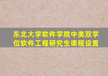 东北大学软件学院中美双学位软件工程研究生课程设置